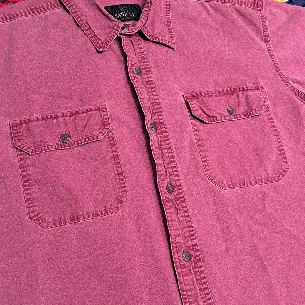Mens REDHEAD Red Casual Button Down Collared Shirt / Size Large - Picture 3 of 4